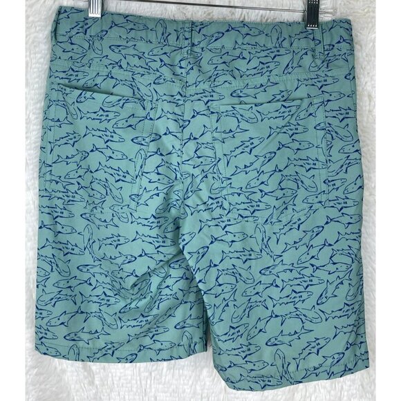Cat & Jack Boys 14 Husky Quick Dry Button Up Shorts Green Blue Sharks - Picture 8 of 8